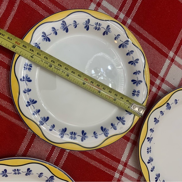 Elegant White Dinner Plates with Blue Floral and Yellow Accents - Picture 4 of 4